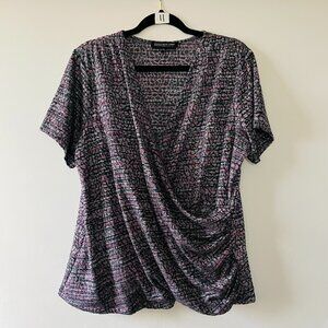 Jones New York Womens Multicolor Abstract Print Faux Wrap Blouse Top Size 1X